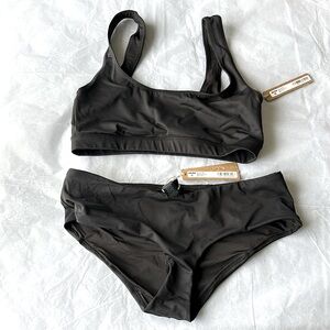 Skims SET Recycled Swim  Tank Bikini‎ Top NWOT onyx Size S